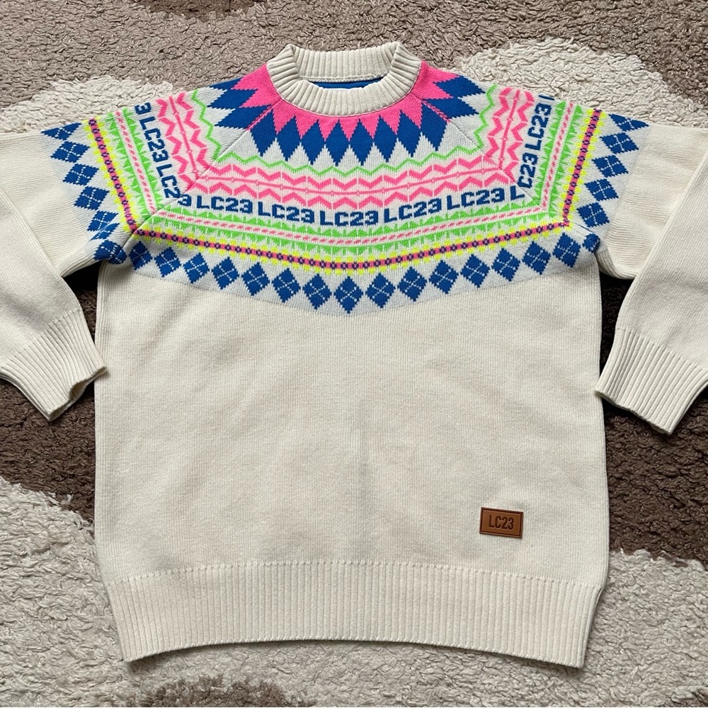 LC23 Norwegian Wool Sweater Sz L In Nudes & Neutrals - Picture 5 of 9
